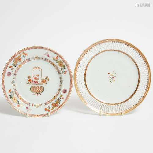 A Chinese Export Famille Rose Reticulated Plate, Qianlong Pe...