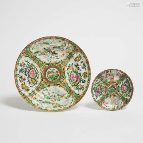 A Canton Famille Rose Dish and Saucer, Late 19th-Early 20th ...
