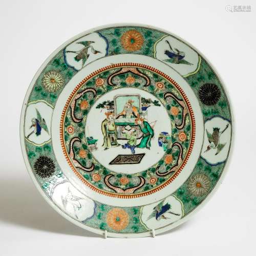 A Famille Verte 'Figural' Charger, 19th Century, 清 五彩人物...