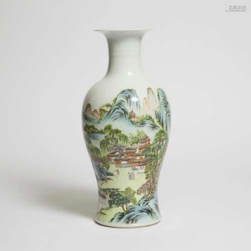 An Enameled 'Landscape' Baluster Vase, Republican Period (19...