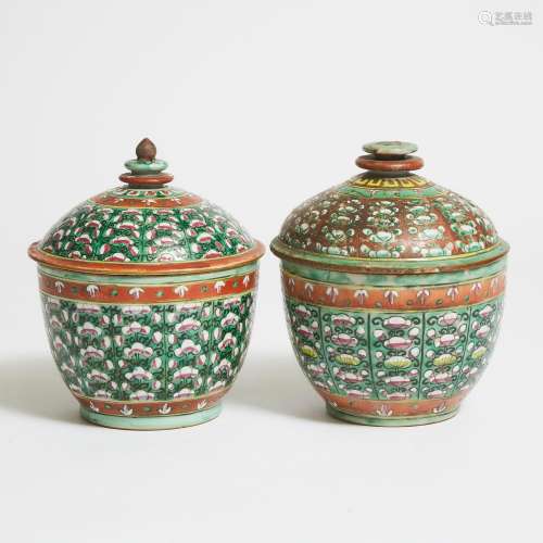 A Pair of Chinese Green-Enameled Vessels and Covers for the ...