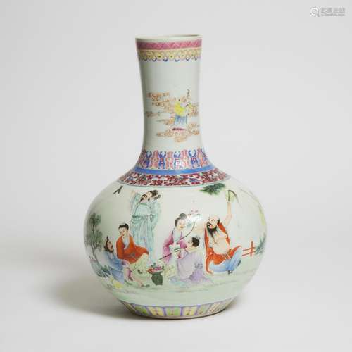 A Famille Rose 'Eight Immortals' Bottle Vase, Qianlong Mark,...