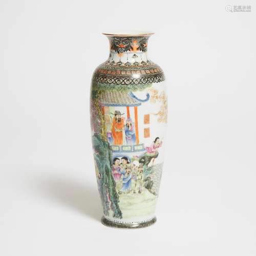 An Enameled 'Immortals Celebrating Longevity' Vase, Mid 20th...