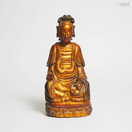 A Lacquered Figure of a Bodhisattva, Qing Dynasty, 清 金漆木...