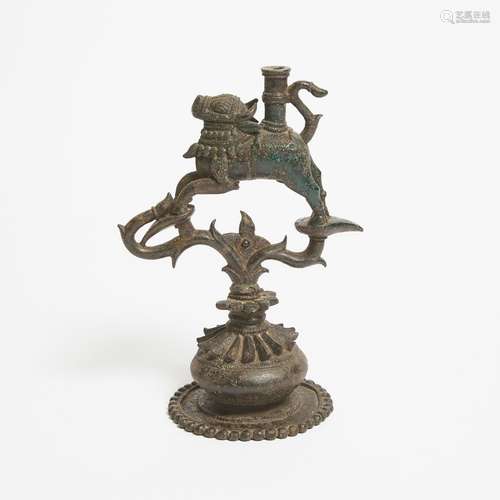 A Bronze Nandi-Form Lamp Stand, Probably Himachal Pradesh, 1...