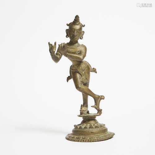 A Bronze Figure of Krishna as Venugopala, Orissa, 17th Centu...