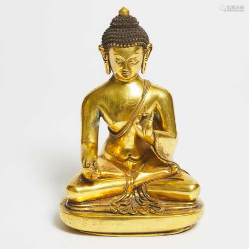 A Gilt Bronze Figure of Shakyamuni, Tibet, Early 20th Centur...