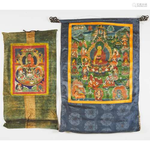 Two Thangkas of Bhaisajyaguru (Medicine Buddha) and Shakyamu...