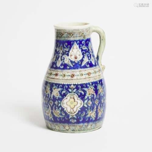 A Qajar Blue and White Pouring Vessel, Persia, 19th Century,...