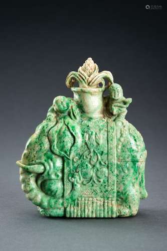 A JADEITE CARVING OF AN ELEPHANT AND BOYS, REPUBLIC PERIOD