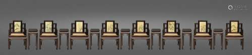 一组中国清代黄杨木座椅