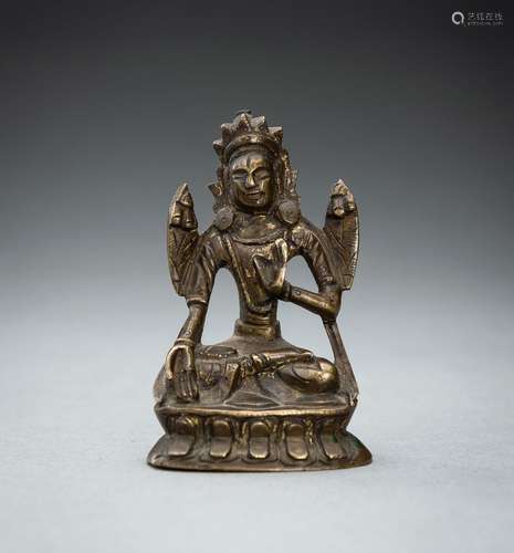 A SMALL BRONZE FIGURE OF TARA, QING DYNASTY