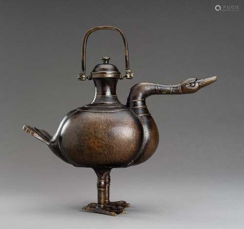 A LARGE ‘SWAN’ BRONZE EWER