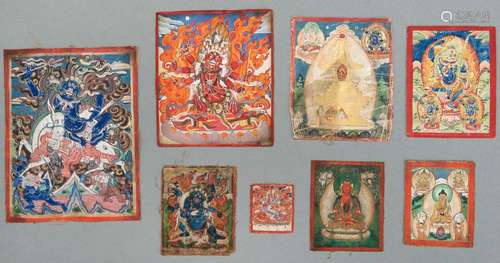 A GROUP OF EIGHT TSAKALI THANGKAS