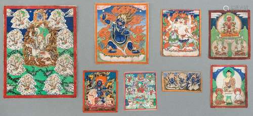 A GROUP OF EIGHT TSAKALI THANGKAS