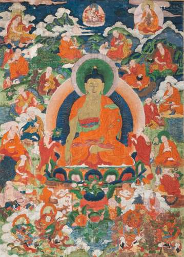 A THANGKA OF BUDDHA SHAKYAMUNI, 19TH CENTURY