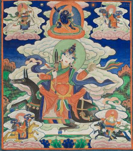 A THANKGA OF THE FIVE FOREMOST DEITIES, 19TH CENTURY