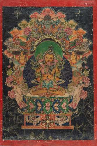 A THANGKA OF VAJRADHARA WITH HIS CONSORT