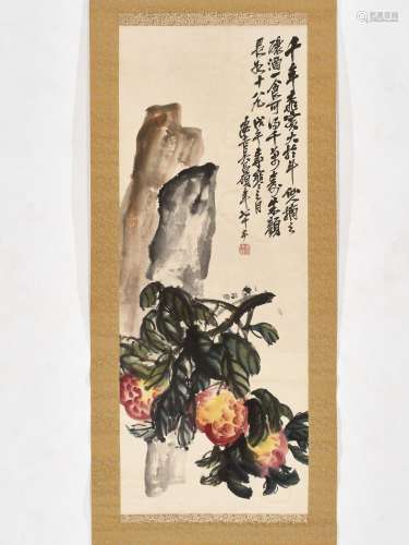 MANNER OF WU CHANGSHUO (1844-1927), PEACHES IN THEIR FOLLIAG...
