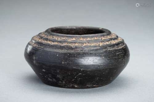 A CHINESE BLACK POTTERY JAR, NEOLITHIC PERIOD