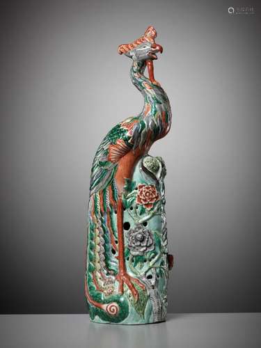 AN EXCEPTIONALLY LARGE FAMILLE VERTE FIGURE OF A PHOENIX, MI...