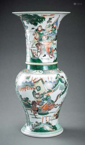 A KANGXI STYLE FAMILLE VERTE VASE, YEN YEN, c. 1900s