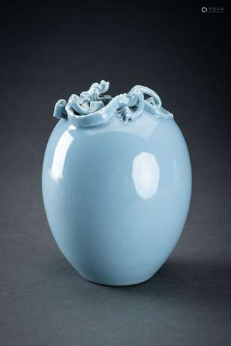 A SKY-BLUE GLAZED ‘CHILONG’ VASE, c. 1920s