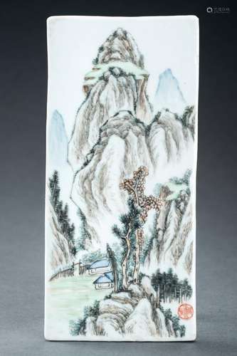 A ‘QIANJIANG CAI’ ENAMELLED ‘LANDSCAPE’ PLAQUE