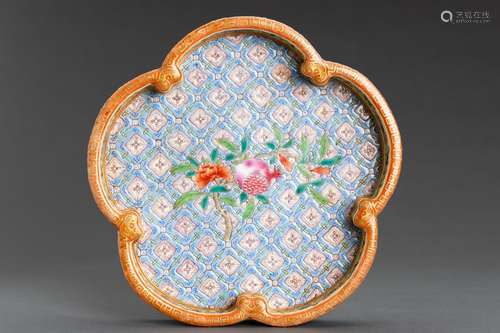 A FAMILLE ROSE ‘BLOSSOM’ PORCELAIN DISH