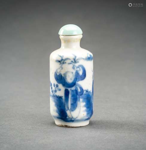 A BLUE AND WHITE PORCELAIN SNUFF BOTTLE, 19TH CENTURY