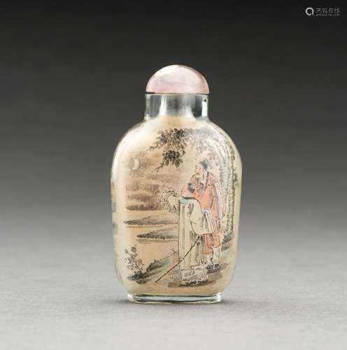 AN INSIDE-PAINTED GLASS SNUFF BOTTLE