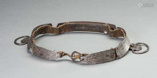 A SILVER DAMASCENED IRON BELT, QING DYNASTY