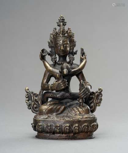 A BRONZE GROUP OF VAJRASATTVA IN UNION WITH VAJRAMAMANI, 190...