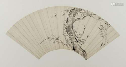 FAN SHAPE PLUM BLOSSOMS PAINTING