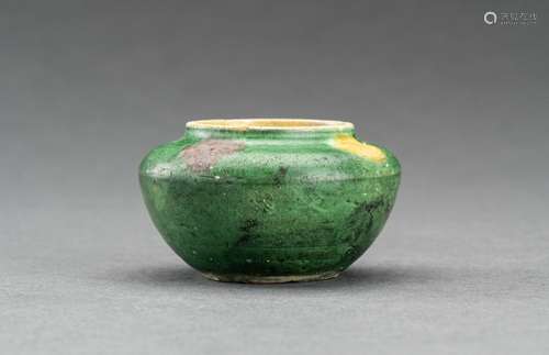 A SMALL MING DYNASTY SANCAI-GLAZED POTTERY WATER POT