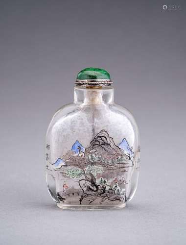 AN INSIDE-PAINTED GLASS SNUFF BOTTLE, AFTER YU TING, c. 1920...