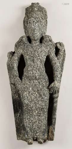 AN INDIAN GRANITE STONE STATUE OF A DEITY