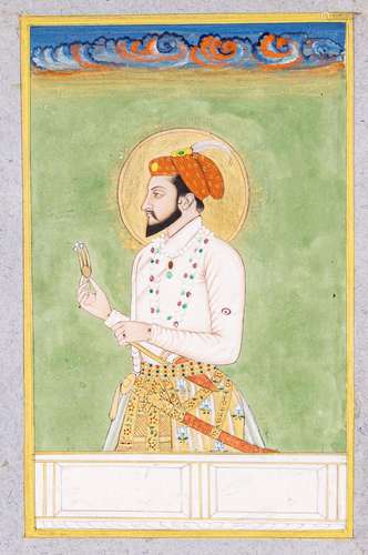 AN INDIAN MINIATURE PAINTING OF THE MUGHAL EMPEROR AURANGZEB...