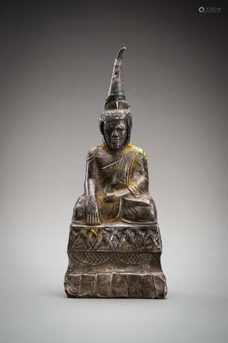 A BURMESE SILVER FOIL FIGURE OF A BUDDHA, SHAN STATE