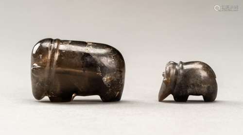 TWO SMALL PYU ‘ELEPHANT’ TALISMANS