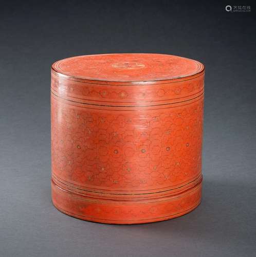 A LARGE FOUR-TIERED LACQUERED BAMBOO BETEL BOX, 1900-1950