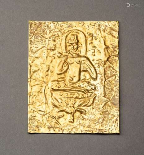 A CHAM GOLD REPOUSSÉ PLAQUE OF A BODHISATTVA