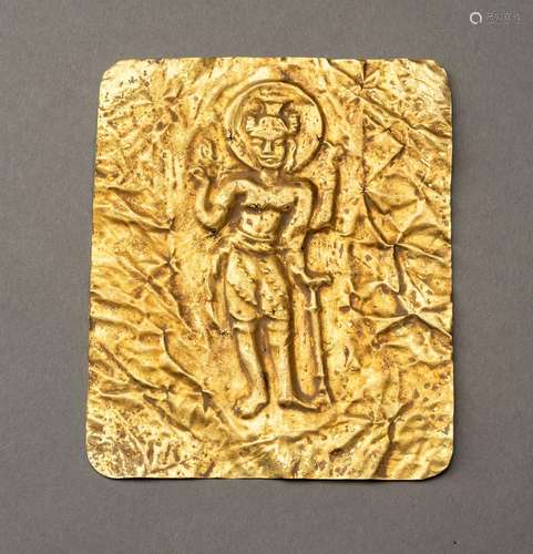 A CHAM GOLD REPOUSSÉ PLAQUE OF A BODHISATTVA