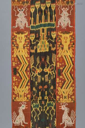 A SUMBA IKAT PANEL WITH SHELL DESIGNS