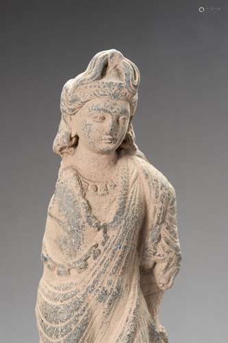 A GANDHARAN SCHIST FIGURE OF A YOUTHFUL BODHISATTVA