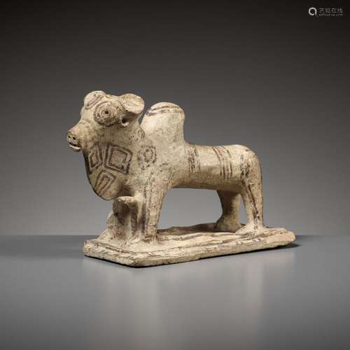 A PAINTED TERRACOTTA FIGURE OF A HUMPED OX, MOHENJO-DARO