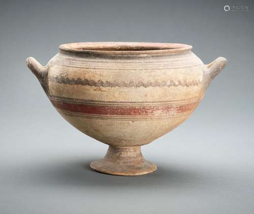 A POLYCHROME NAL WARE CERAMIC VESSEL