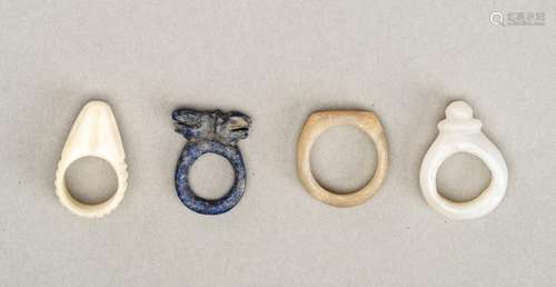 A LOT WITH FOUR GRECO-BACTRIAN HARDSTONE RINGS