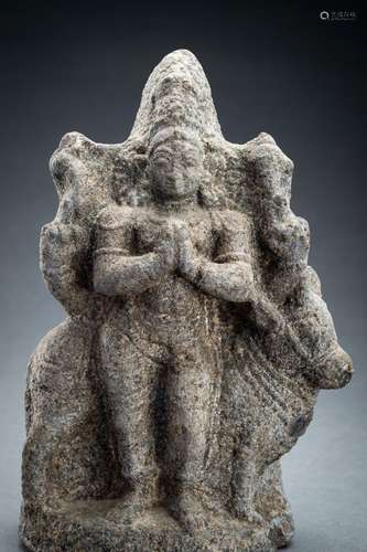 A GRANITE FIGURE OF ADHIKARA NANDI, 15th CENTURY