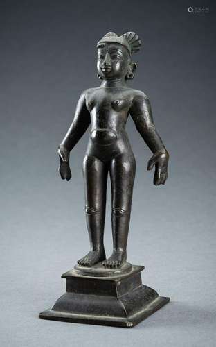 AN INDIAN BRONZE FIGURE, 19th CENTURY